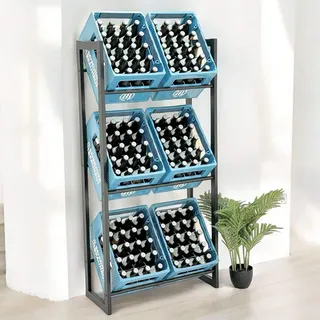 DanDiBo Ambiente DanDiBo Bierkistenregal 6 Kisten Schwarz Metall Stehend 96563 Getränkekistenhalter 71 cm Getränkekistenständer Flaschenkistenregal - Schwarz