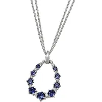 Kette mit Anhänger FIRETTI "Schmuck Geschenk Silber 925 Halsschmuck Halskette Panzerkette Tropfen", blau (silberfarben, blau, kristallweiß), Halsketten, Damen, Silber 925 (Sterlingsilber), mit Zirkonia (synth.)