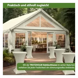 Baumarktplus 2x Stehtischhusse Stretch 70 cm beige Tischdecke Husse Bistrotisch Partytisch