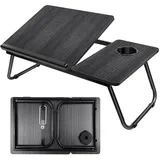 Laptop Tisch für Bett, Laptoptisch, Laptop Betttisch Klappbar, Notebook Tisch Handauflage Buchständer, Tablet Handy Ständer - Schwarz