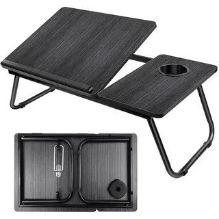 Laptop Tisch für Bett, Laptoptisch, Laptop Betttisch Klappbar, Notebook Tisch Handauflage Buchständer, Tablet Handy Ständer - Schwarz