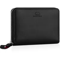 BROWN BEAR Geldbörse Damen Leder mit Reißverschluss & Münzfach | Echtleder Schwarz Nappa | RFID-Schutz | Portemonnaie | Geldbeutel | BB Pia BK