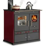 prometey ltd Küchenofen Holzherd ECO LUX INOX, Edelstahlbackfach, bordeaux, linke Version