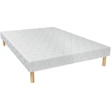 WEBED KITOLIT 160/200 Boxspring - Weiß - 14 Latten + 4 schwarze Füße von 15 cm - Weiß