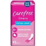 Carefree Slipeinlagen für Damen, extra lang, gewickelt, geruchlos, 93 ct, Slipeinlagen, Carefree Liners, Tageseinlagen für Frauen, leichte Perioden und Auslaufen, 8 Stunden Geruchskontrolle, 93 Karat