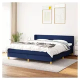 Lattenrost mit Matratze, blau, 160 x 200 cm, Stoff, Plattformbett, mit Lattenhalter, einfache Montage, für Schlafzimmer, Erwachsene