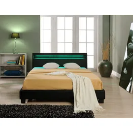 Corium LED Polsterbett Paris 160x200cm Schwarz Corium