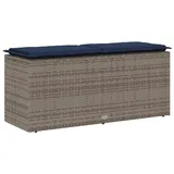 Gartenbank mit Kissen Grau 110x40x44 cm Poly Rattan - Gartenbänke c4193 - Grau