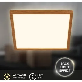 Briloner - LED Deckenlampe Holz Deckenleuchte Wohnzimmer Indirektes Licht Flach Warmweiß