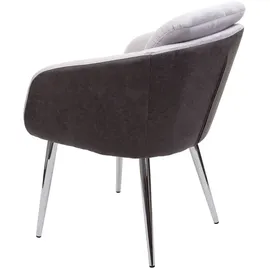 Mendler 6er-Set Esszimmerstuhl HWC-G48, Küchenstuhl Polsterstuhl Lehnstuhl, Kunstleder Samt mit Armlehne MVG- grau