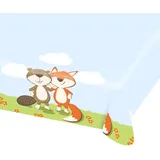 Amscan 9903059 - Papiertischdecke Fuchs & Biber, 1 Stück, Größe 115 x 175 cm, wasserabweisend, 3-lagig, Fox, Beaver, Kinderparty, Mottoparty, Geburtstag