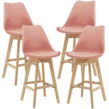 [en.casa] 4x Barstuhl Barhocker Bistrohocker Küchenstuhl Stuhlset Stühle Rosé