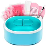 YAOBLUESEA Paraffinbad für Hände und Füße, Professioneller Schnellheiz-Wachserwärmer 265W 2000mL mit 4x200g Paraffinwachs und Zubehör Blau-Weiß