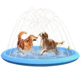 Flying Paws Hundepool, 170cm Hundespritzmatte, Splash Pad für Hunde & Kinder, XL Wasserspielmatte mit Sprinkler, Faltbar für Garten, Strand & Pool