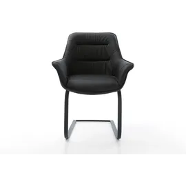 DeLife Freischwinger Kaira-Flex Echt-Leder Schwarz Freischwinger flach Schwarz