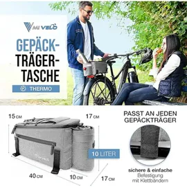 MIVELO Gepäckträgertasche Kühltasche grau