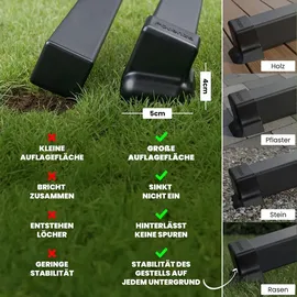 Potenza Outdoor Hängematte mit Gestell für 2 Personen I Baumwolle Doppelhängematte XXL 220x160, 200kg I Hängemattengestell 220kg, wetterfest - Beige