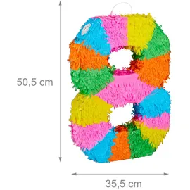 Relaxdays Piñata Zahl 8 HBT 50,5 x 35,5 x 7,5 cm Mehrfarbig