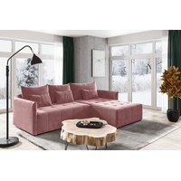 Sofnet Ecksofa Leno L, mit Schlaffunktion und Bettkasten, L-Form Couch, Polstersofa, Schlafsofa mit Wellenfeder rosa