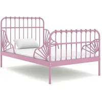 vidaXL Kinderbett Ausziehbett 80 x 130/200 cm Metall rosa