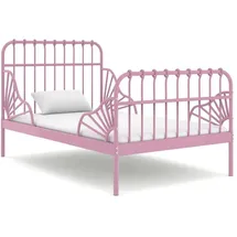 vidaXL Kinderbett Ausziehbett 80 x 130/200 cm Metall rosa