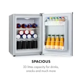 Klarstein Happy Hour Minibar 33 l 5-15°C 25 dB hoch Silber-Metallic