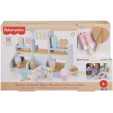 Fisher-Price Eisdielen-Spielset für Kindergartenkinder aus Holz, 18 Holzteile für Rollenspiele ab 3 Jahren, HXV21