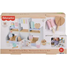 Fisher-Price Eisdielen-Spielset für Kindergartenkinder aus Holz, 18 Holzteile für Rollenspiele ab 3 Jahren, HXV21