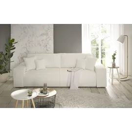 OTTO home 3-Sitzer OTTO HOME "FINNLEY, Schlafsofa 257 cm - OTTO. Verlässliche Qualität.", weiß, B:257cm H:85cm T:102cm, Bezugstoff aus 90% recyceltem Material ;Aqua Clean ;Gramatur 580g/ qm +/- 5%, Sofas, mit Bettkasten, in Bouclé, Struktur fein und Mega Cord