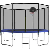 Redkid, Trampolin Outdoor Ø 305/366 cm, Kindertrampolin Gartentrampoline mit Sicherheitsnetz, Leiter, Basketballkorbbrett,Belastbarkeit 440 Pfund,Blau (10FT-1,305cm)