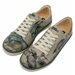 Sneaker DOGO "Classic Schnürsneaker Birds Of The Castle Damen Sneaker", Damen, Gr. 39, Normalschaft, bunt (natur), Lederimitat, Schuhe, Vegan