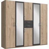 WIMEX Kleiderschrank »Diver Drehtürenschrank mit Spiegel, Schubladen, 225 oder 270cm breit«, Bestseller Schlafzimmerschrank wahlweise 3 Innenausstattungen, grau