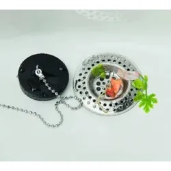 WENKO Abflusssieb Edelstahl Silber glänzend, 7cm 2er Zubehör Haken - Bad