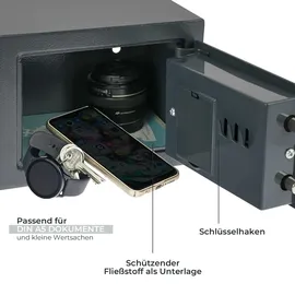 HMF 46126-11 Möbeltresor Elektronikschloss, 23 x 17 x 17 cm, Anthrazit