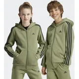 Adidas Essentials 3-Streifen Fleece Kapuzenjacke Tent Green / Black 140