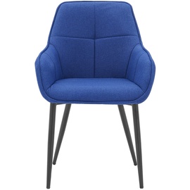 Möbilia Möbilia® Stuhl mit gestepptem Rücken blau, Gestell schwarz, 55x46x86 cm
