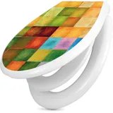 banjado Familien WC Sitz mit Absenkautomatik 44,9x37,1cm - Klobrille mit Kindersitz aus hochwertigem Polypropylen - Toilettendeckel mit Kinder Toilettensitz integriert - Motiv Farbkasten 2
