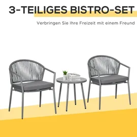 Outsunny Rattan Bistroset 3-tlg. Grau