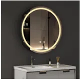 WDWRITTI Badspiegel Spiegelschrank 80x80 Badschrank Schwarz Rund mit Steckdose 3Lichtmodi (Badezimmerspiegelschrank Wandschrank Hängeschrank, Anti-fog, Dimmbar, Speicherfunktion, Touch), Alu-Schranktür, Stahlblechregale, mit Netzadapter, IP44 schwarz