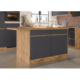 kochstation Winkelküche L-Form 490 x 153 cm grau
