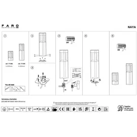 FARO Sockelleuchte Aluminium 20,5 cm inkl. LED-Lampe grau