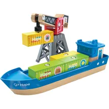 HaPe Spielzeug-Schiff Frachtschiff und Hafenkran