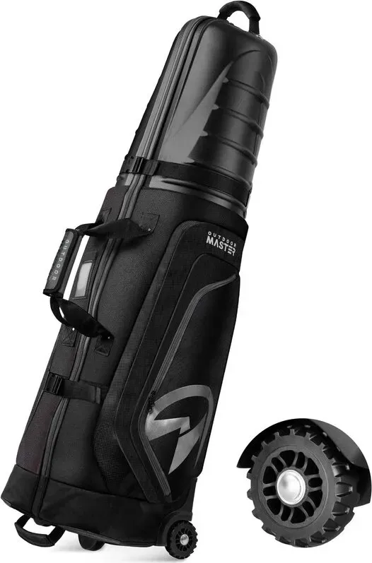 OutdoorMaster Gepolsterte Golf-Club-Reisetasche Halbkoffer mit Rollen - Grau & Schwarz