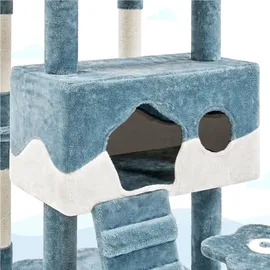 Yaheetech Kratzbaum Ozean-Stil 93 x 55 x 184 cm blau/weiß