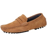 Jamron Herren Wildleder Penny Loafers Gemütlich Fahrende Schuhe Mokassin Slippers Plüsch Gefüttert Braun 2088-2 UK12/EU47 - 47 EU Schmal