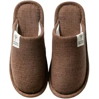 Generisch Hausschuhe Winter Leinenpantoffeln Atmungsaktive Gästepantoffeln Indoor Hausschuhe rutschfest Für Damen Herren Hause Hotel (Coffee, 43) - 43 EU
