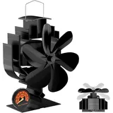 Gisam Kaminventilator Ofenventilator, mit 6 Flügeln & 60° Schwenkdrehung, Ofenventilator ohne Strom Leiser Betrieb, Holzofenventilator Kamin Ventilator Ofen Ventilator, für Holz/Holzbrenner/Kamin
