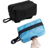 2 Stück Dog Bag Poop Dispenser, Pet Rubbish Poop Bag Halter, Kotbeutel Spender, Hundebeutel Spender, für Hundekotbeutel aus Stoff zum Anhängen, mit Reißverschluss, Universal (Schwarz und Blau)