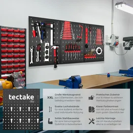 Tectake tectake® Werkzeuglochwand dreiteilig, aus Stahl, einfache Montage, 120 x 3 x 60 cm