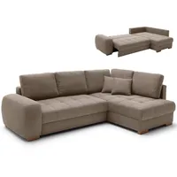 Ecksofa - taupe - Boxspringfederung - Liegefunktion - Holzfüße Sofa